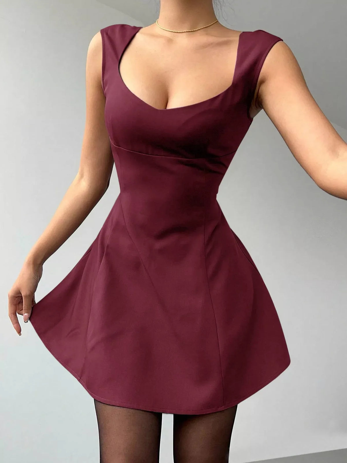 Vestido mini línea A sin mangas
