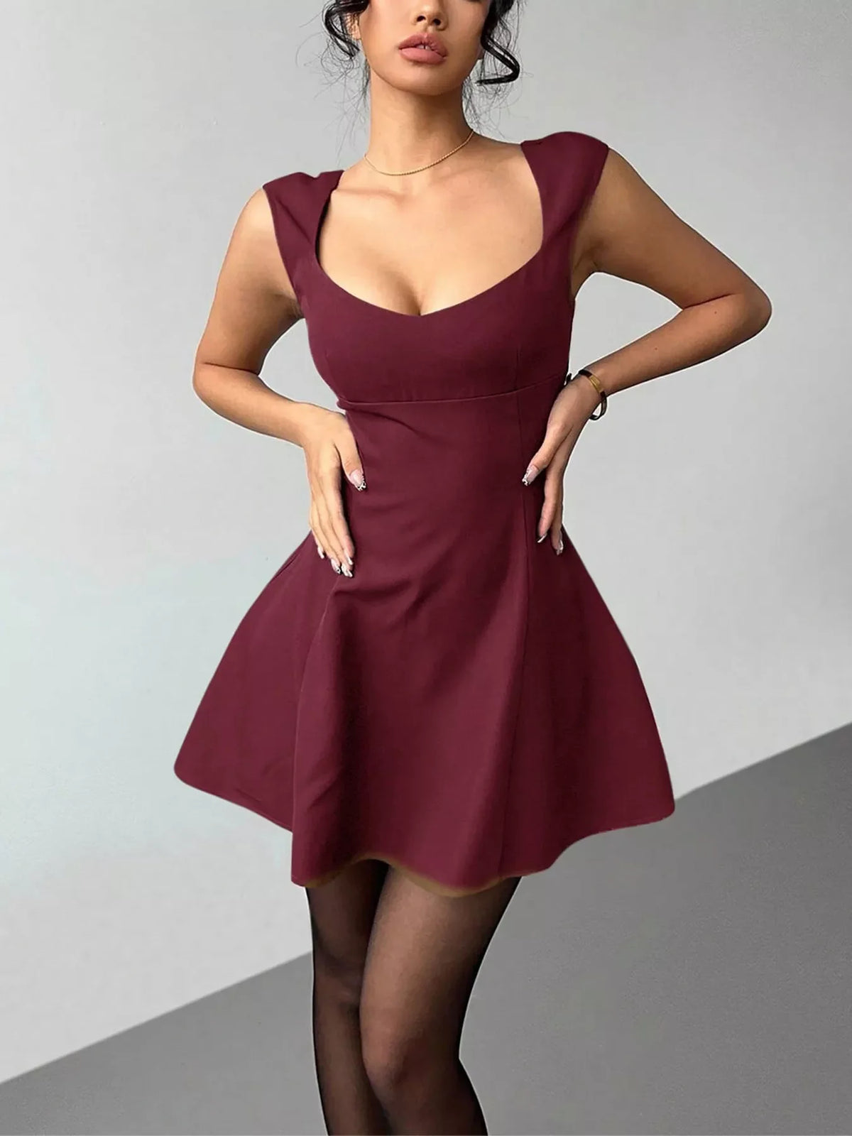 Vestido mini línea A sin mangas