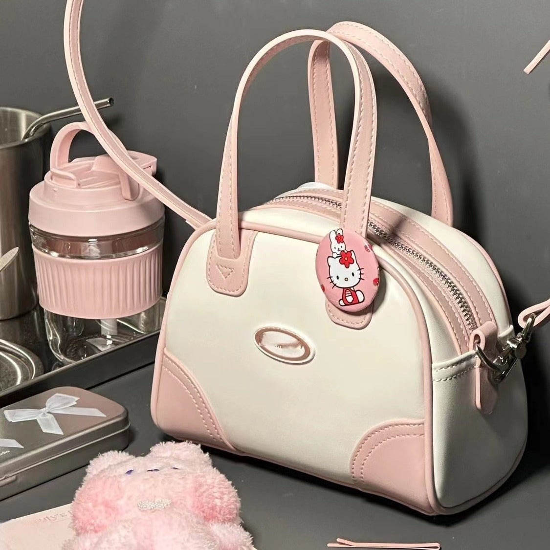 Bolso Boston mini de verano para dama — rosa
