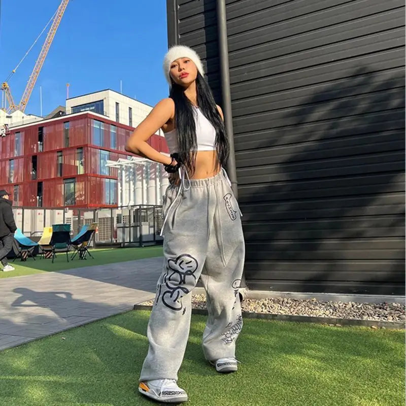 Y2K Urban Sporty Letter Print Trousers