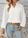 Puff sleeve Swiss dot smocked blouse