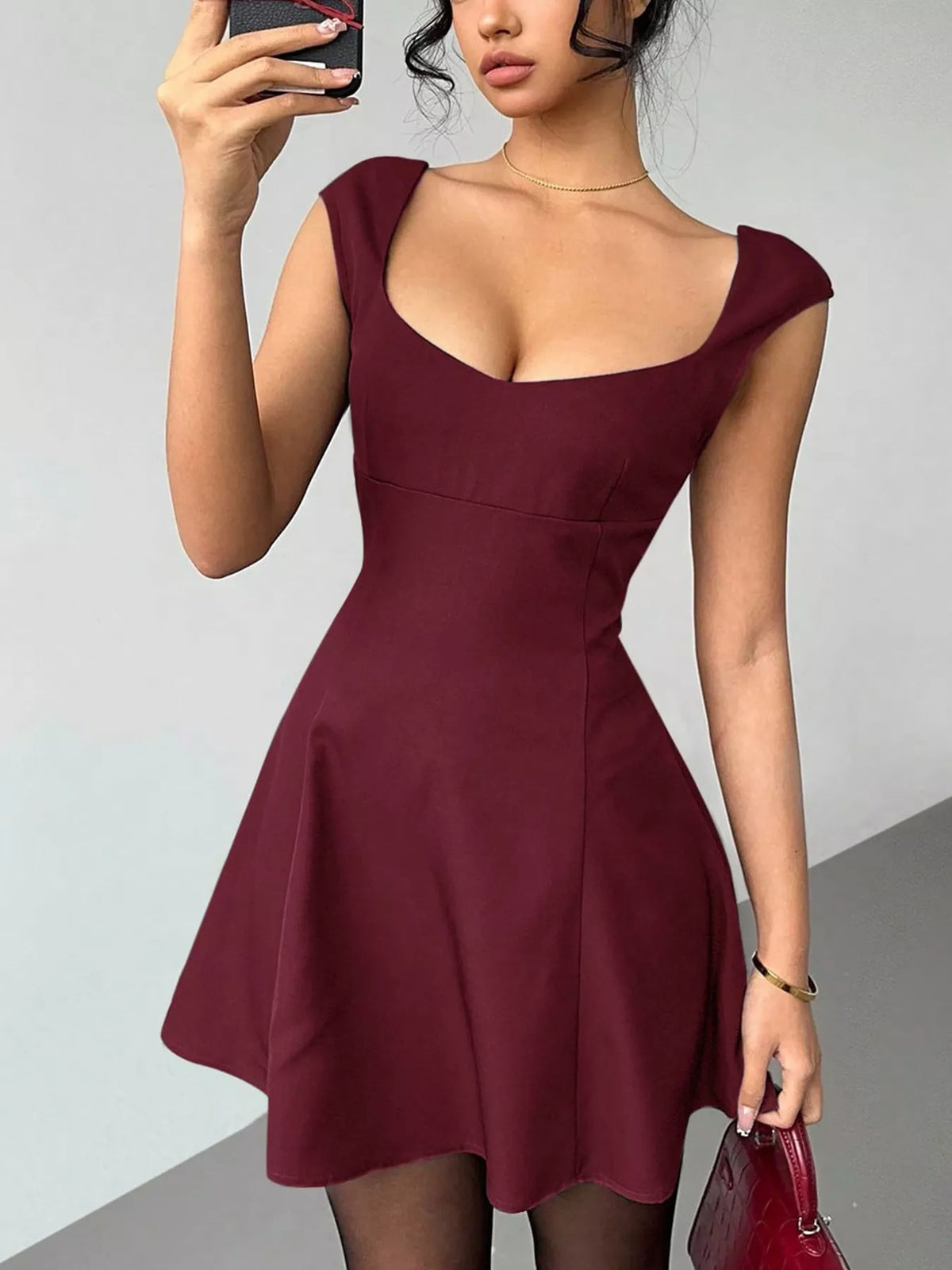Vestido mini línea A sin mangas